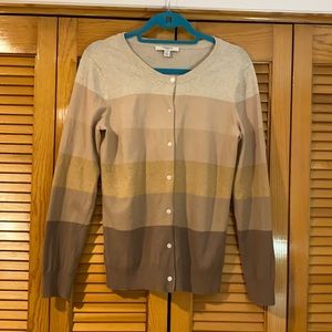 Brown button down striped light sweater size S